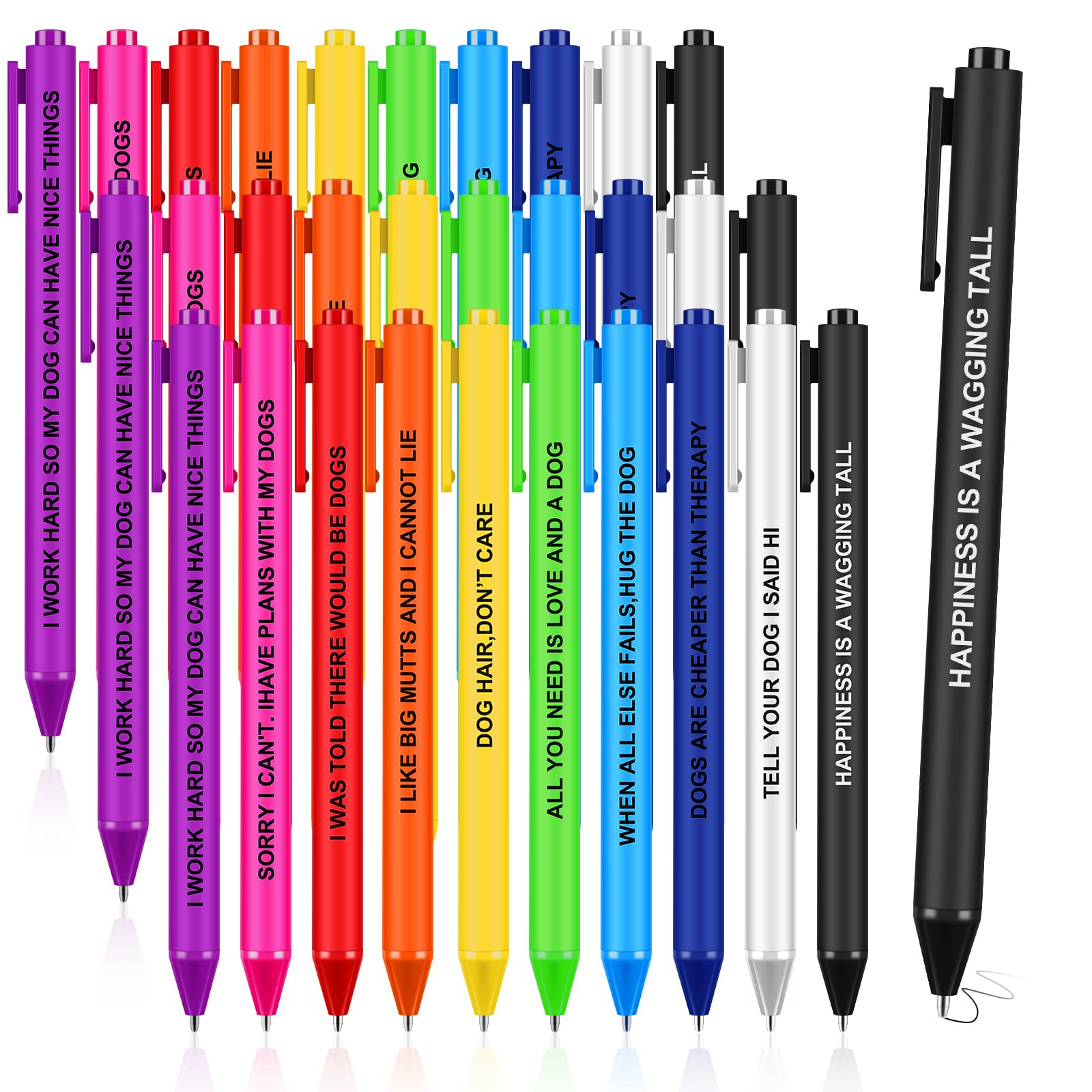30 Pcs Funny Dog Pens Colored Doggy Funny Pun Pens Plastic Black Ink 0.5 Mm Kawaii Dog Pens Cute Writing Retractable Ballpoint P